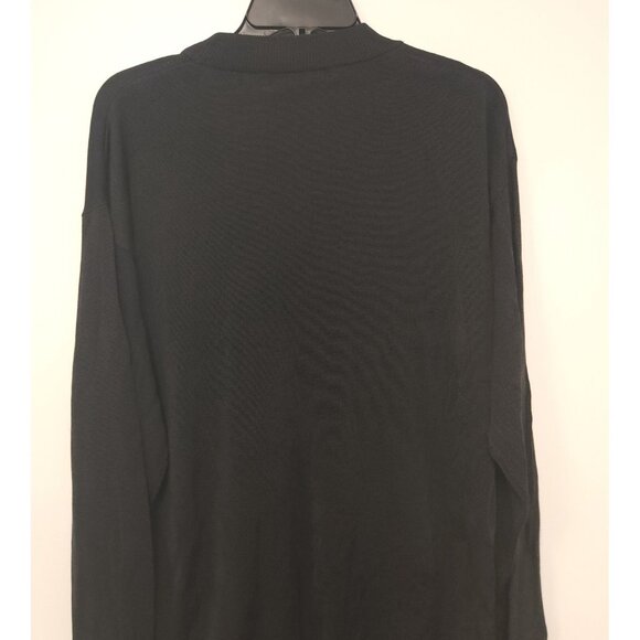 Domani Platinum Shirt Henley Vintage 90s Black Long Sleeve Cotton Rayon Mens XXL - Picture 2 of 13